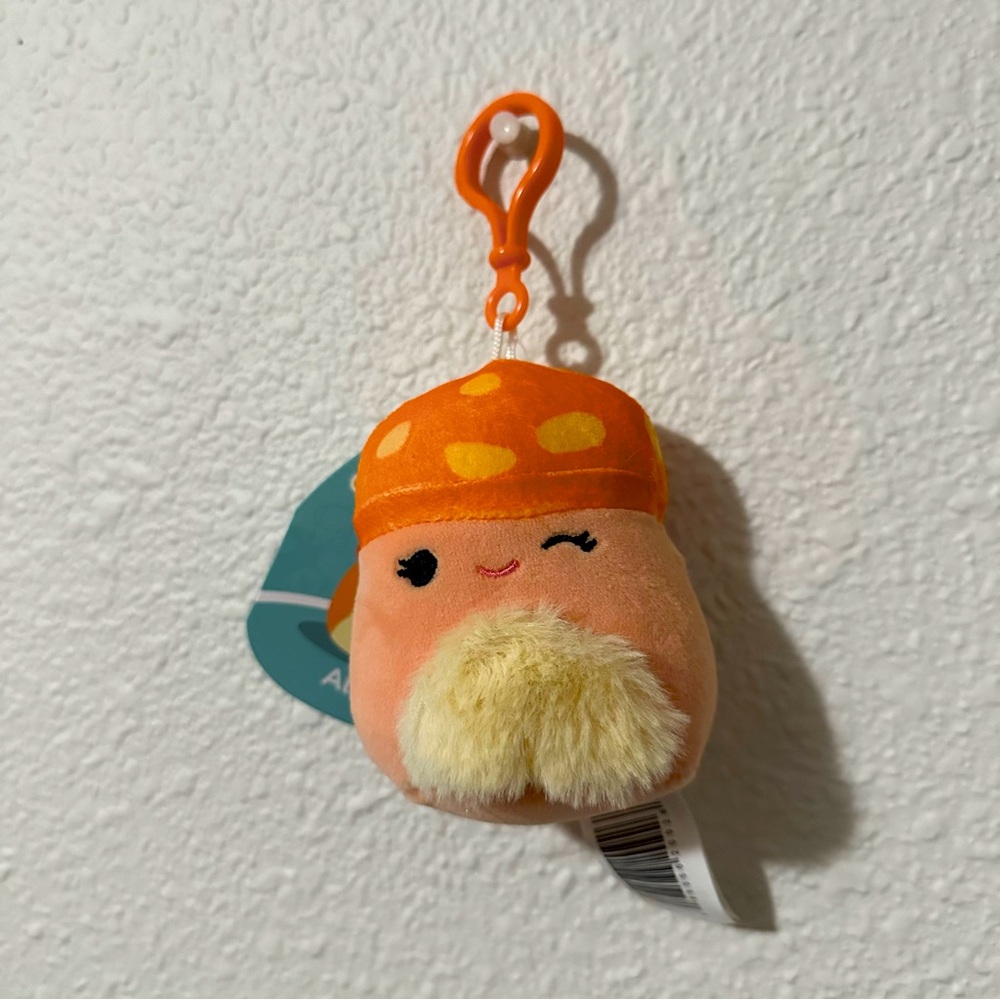 SQUISHMALLOWS Alba the Orange Mushroom Clip-on 3.5in NWT